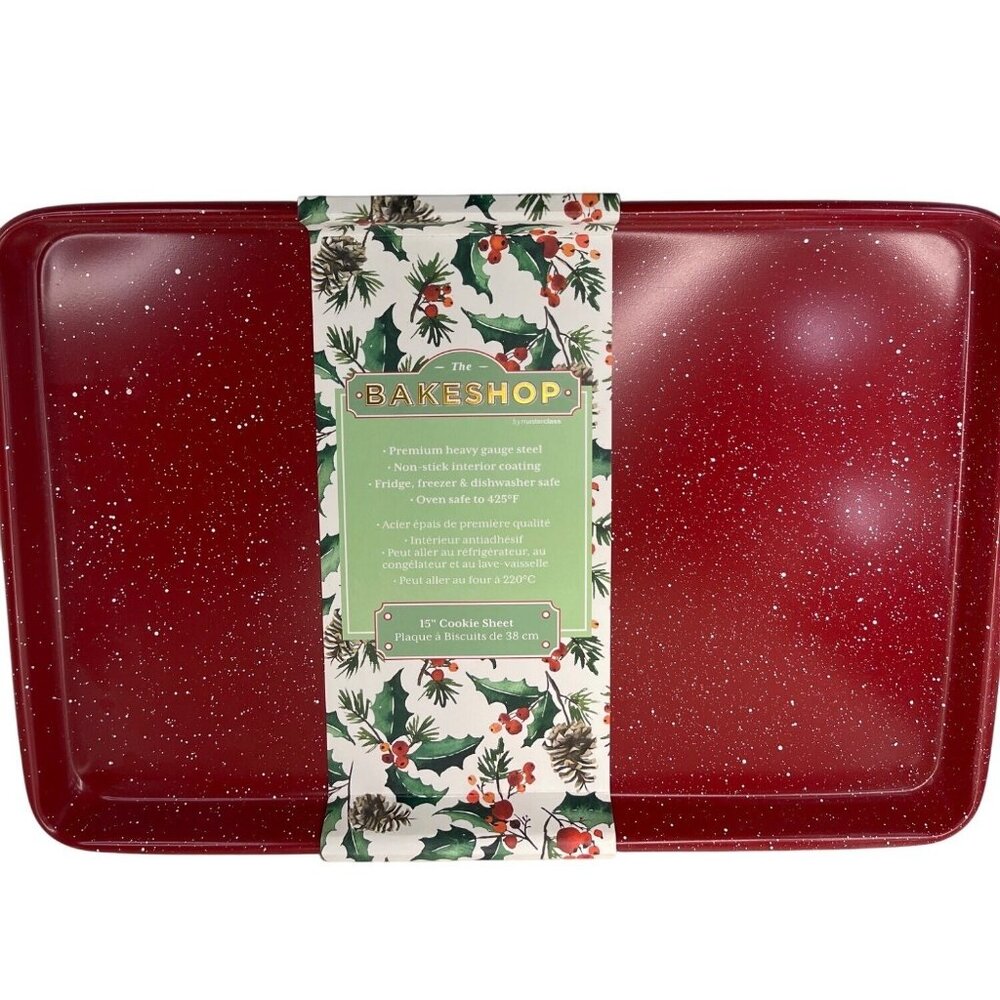 Master ClassThe BakeShop  15" Non-Stick Heavy Gauge Steel Cookie Sheet Red Spec‎